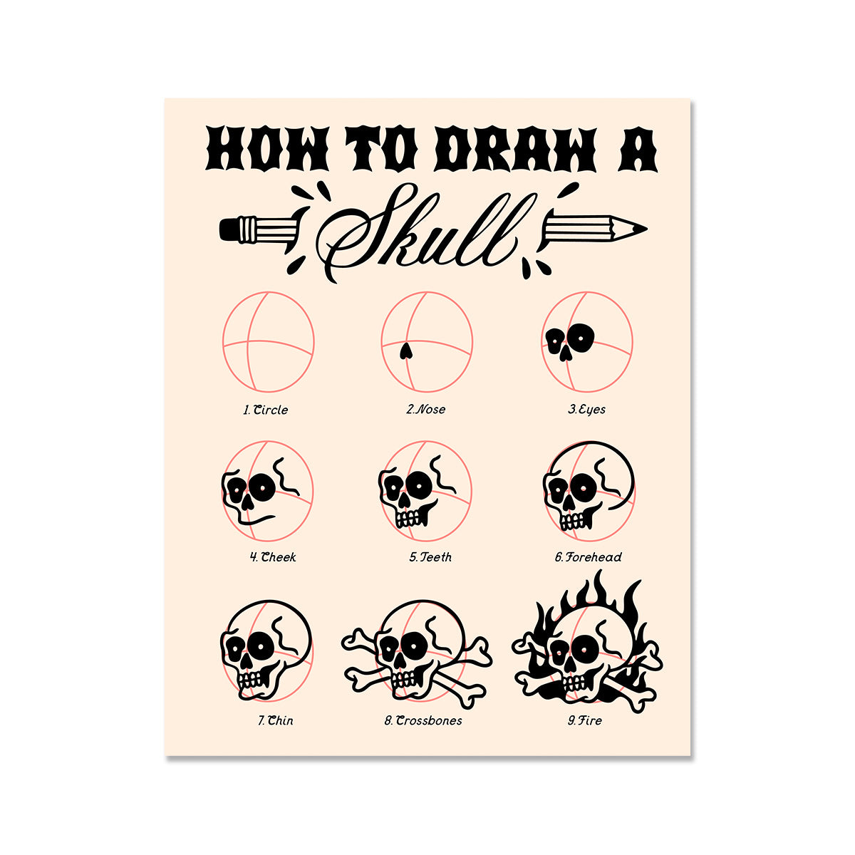 How to Draw A Skull Print