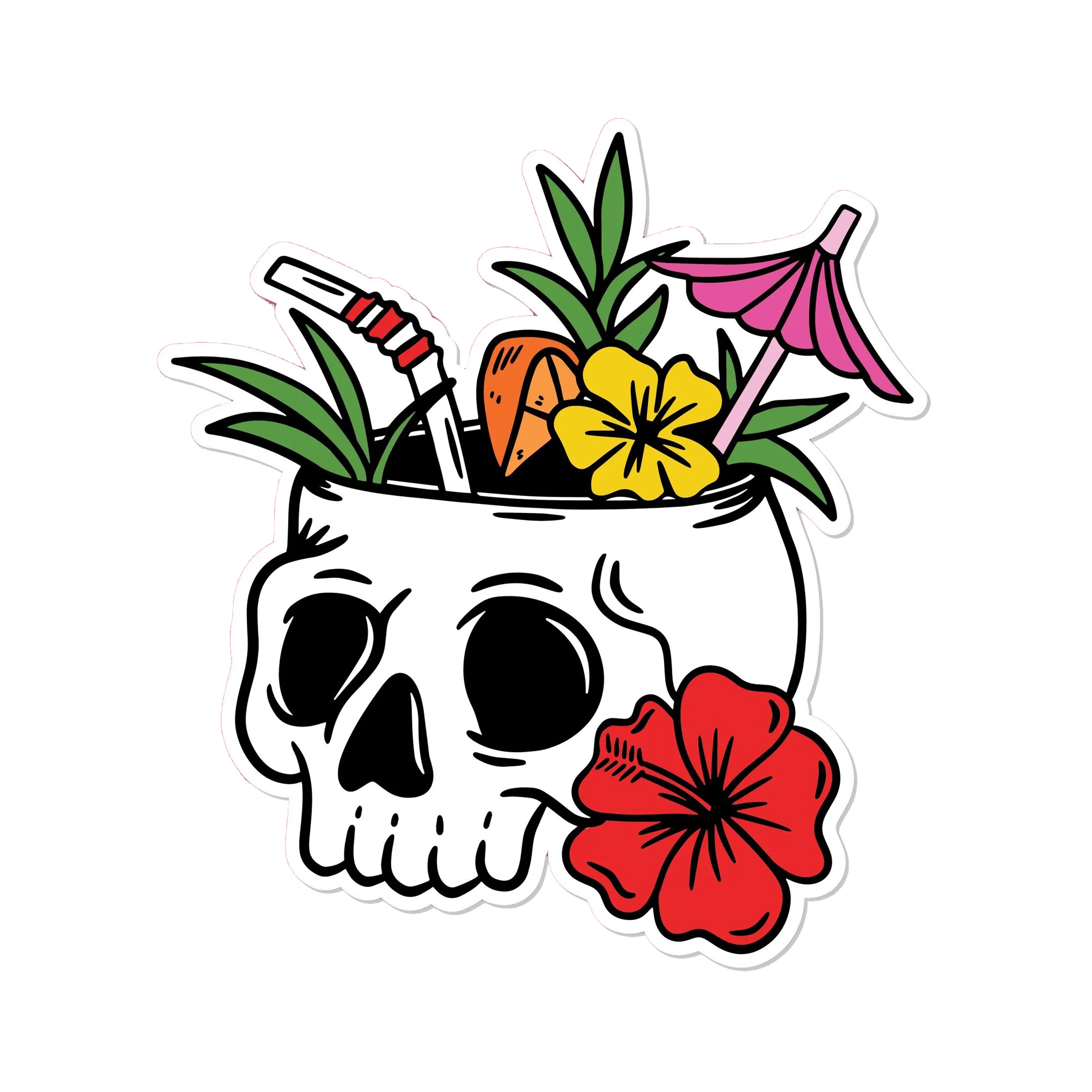 Tiki SKull Drink Sticker